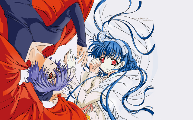 Anime blue hair red eyes #2 free wallpaper for desktop - medium preview image