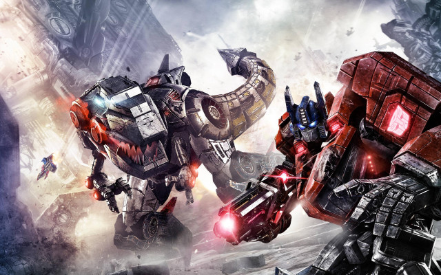 Robots fighting city giant background free wallpaper for desktop - medium preview image