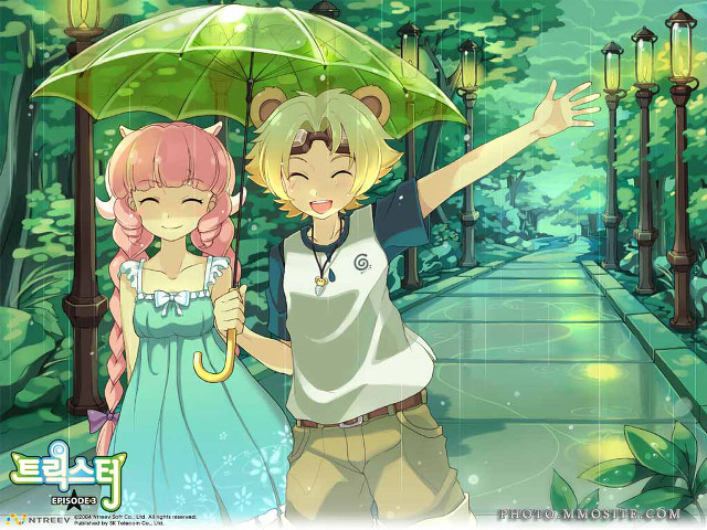 Couple umbrella rain cat shoulder free wallpaper for desktop - medium preview image