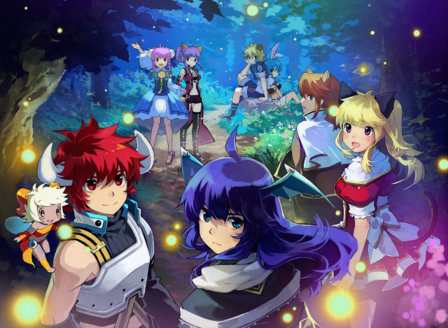 Anime characters forest lights stars free wallpaper for desktop - medium preview image