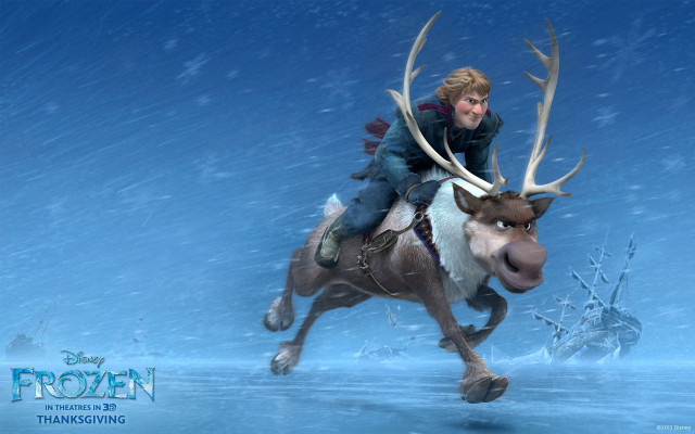 Man riding reindeer snow frozen free wallpaper for desktop - medium preview image