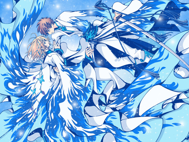 Man woman snow sword spear free wallpaper for desktop - medium preview image