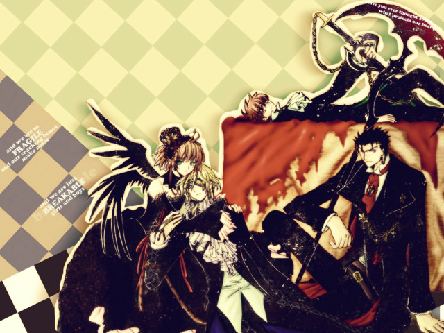 Anime couple checkered floor background free wallpaper for desktop - medium preview image