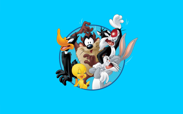 Cartoon characters circle blue background #2 free wallpaper for desktop - medium preview image