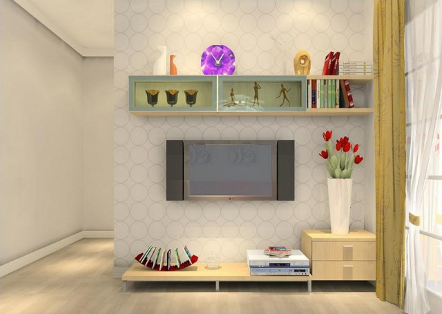 Living room tv shelf vases free wallpaper for desktop - medium preview image