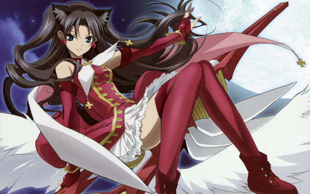 Woman red outfit wings sword free wallpaper for desktop - medium preview image