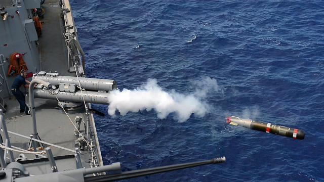 Missile firing navy ship ocean free wallpaper for desktop - medium preview image