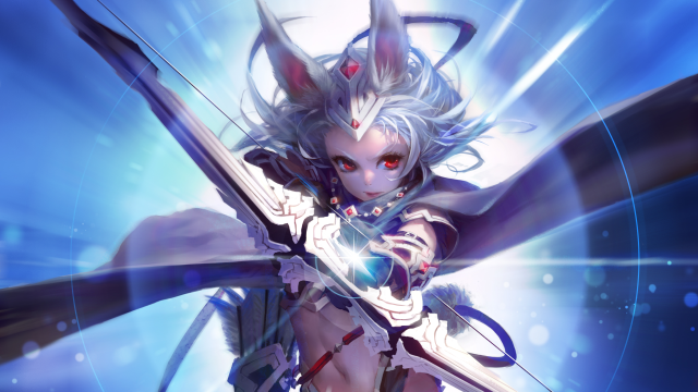 Woman sword demon shoulder blue free wallpaper for desktop - medium preview image