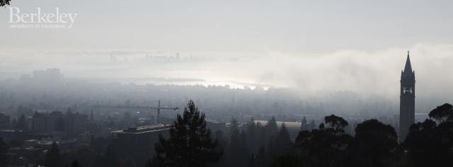 Foggy city skyline clock tower free wallpaper for desktop - medium preview image