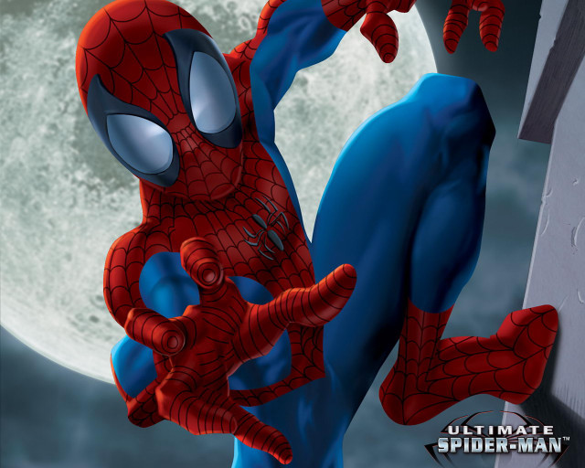 Cartoon spiderman wall fullmoon night free wallpaper for desktop - medium preview image