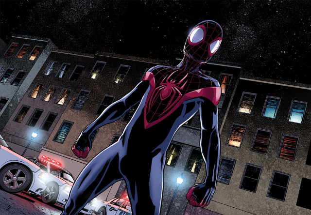 Man spider suit night street free wallpaper for desktop - medium preview image