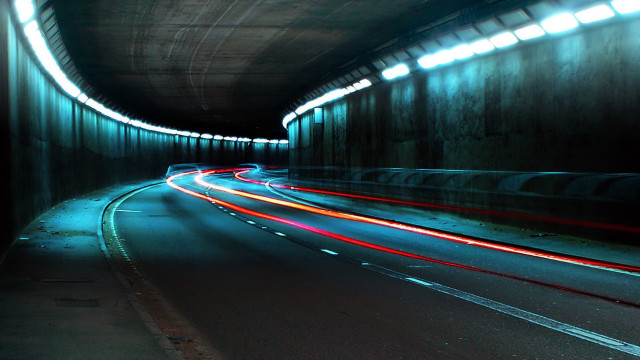 Tunnel lights car road night free wallpaper for desktop - medium preview image