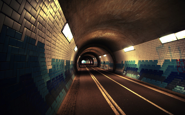 Tunnel blue tiles light end free wallpaper for desktop - medium preview image