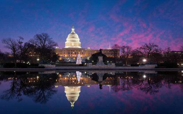 Capitol building night pink sky free wallpaper for desktop - medium preview image