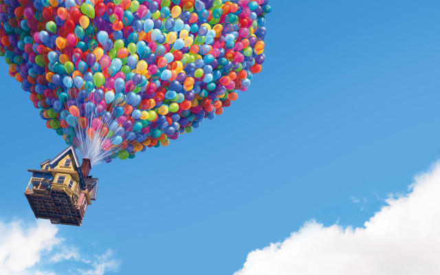 Floating house balloons air dreamy free wallpaper for desktop - medium preview image