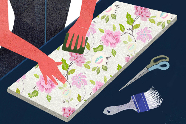Woman cutting paper scissors comb free wallpaper for desktop - medium preview image