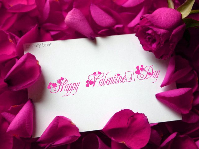 White card pink flowers happy free wallpaper for desktop - medium preview image