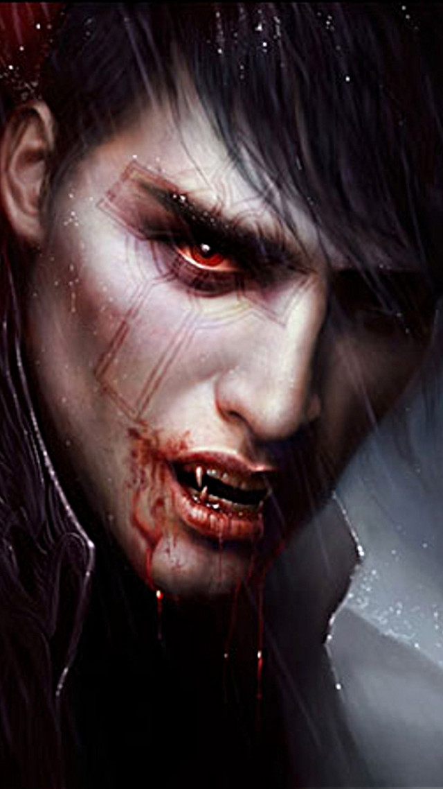 Creepy man blood face eyes free wallpaper for mobile - medium preview image