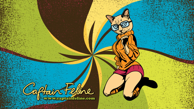 Cat wearing glasses jacket flying free wallpaper for desktop - medium preview image