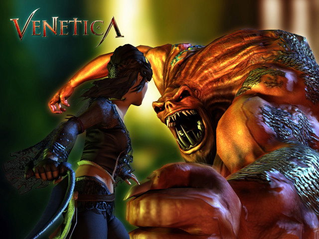 Woman costume fighting demon hands free wallpaper for desktop - medium preview image