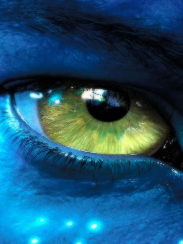 Blue yellow eye glowing eyeshade free wallpaper for mobile - medium preview image