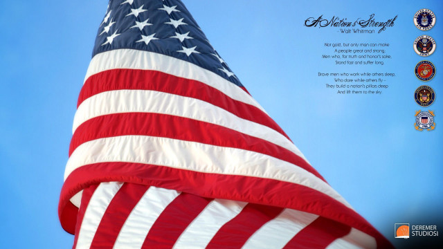 American flag blue sky quote free wallpaper for desktop - medium preview image