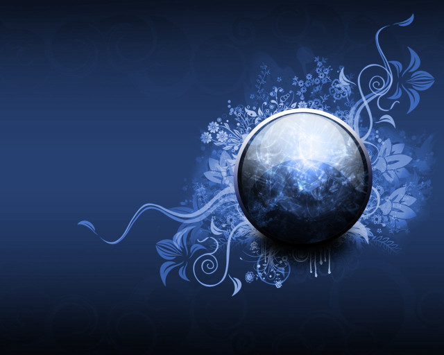 Blue sphere flowers swirly space free wallpaper for desktop - medium preview image