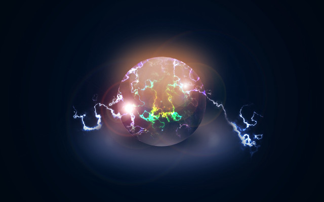 Glowing ball lightning blue sky free wallpaper for desktop - medium preview image