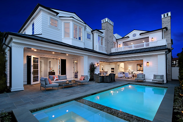Large house pool night patio free wallpaper for desktop - medium preview image