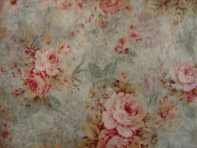 Floral fabric pink roses blue free wallpaper for desktop - medium preview image