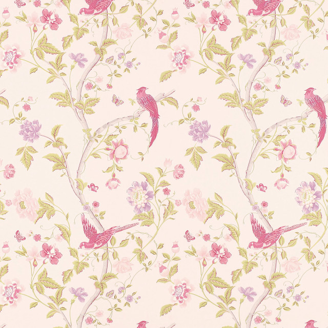 Pink green floral wallpaper birds free wallpaper for tablet - medium preview image