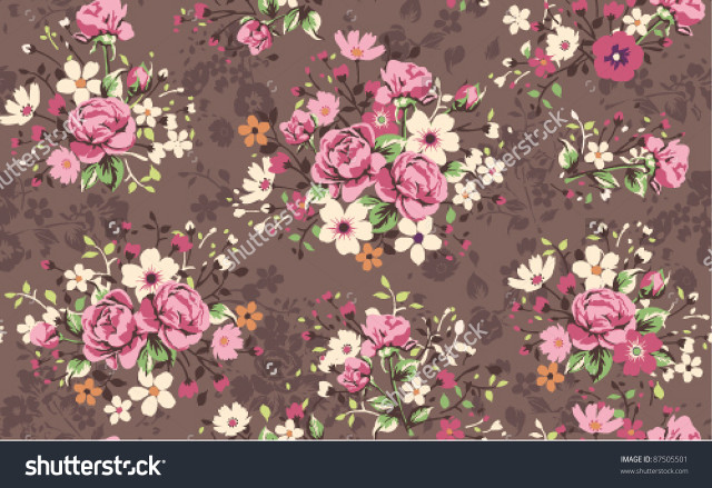 Floral pattern pink flowers brown free wallpaper for desktop - medium preview image