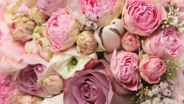 Bouquet pink white flowers tabletop free wallpaper for desktop - medium preview image