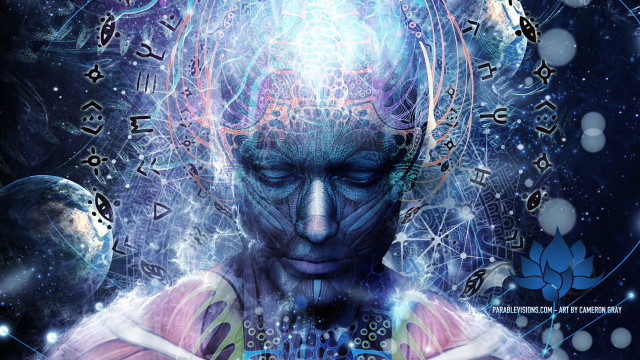 Strange face symbols space background free wallpaper for desktop - medium preview image