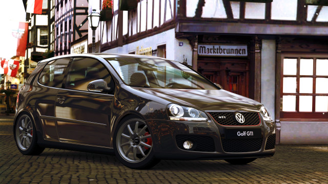 Car parked brick road clock free wallpaper for desktop - medium preview image