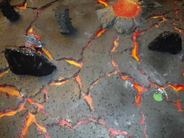 Lava floor rocks green ball free wallpaper for desktop - medium preview image