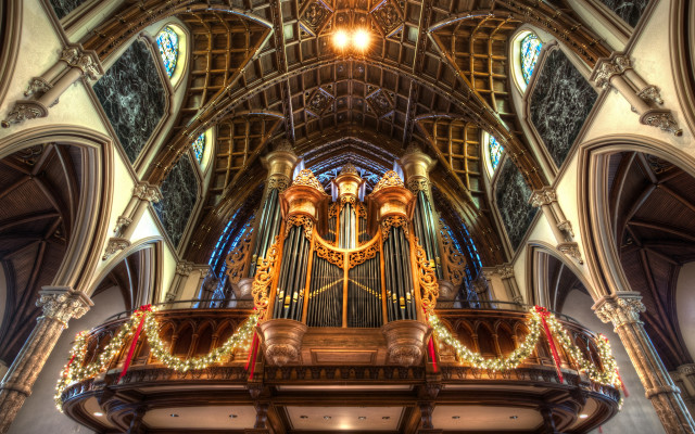 Cathedral pipe organ chandelier lights free wallpaper for desktop - medium preview image