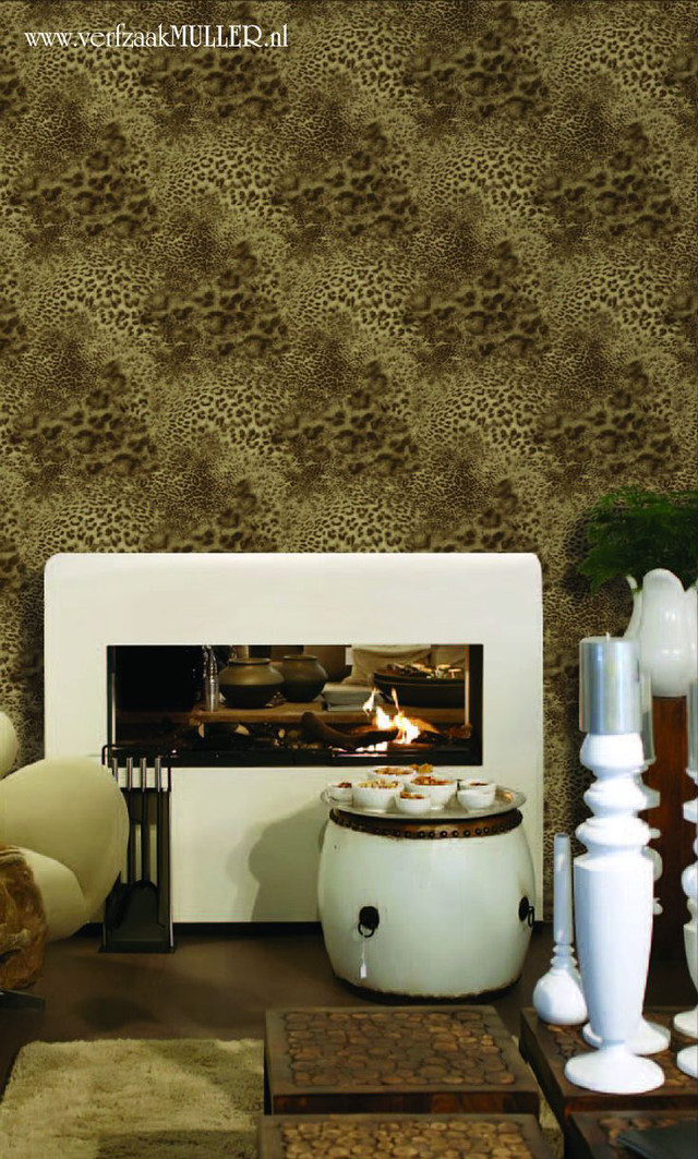 Living room fireplace leopard wall free wallpaper for mobile - medium preview image