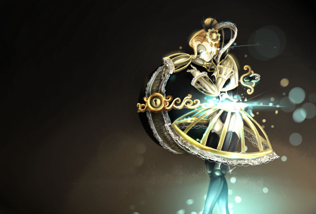 Woman dress gold blue design free wallpaper for desktop - medium preview image