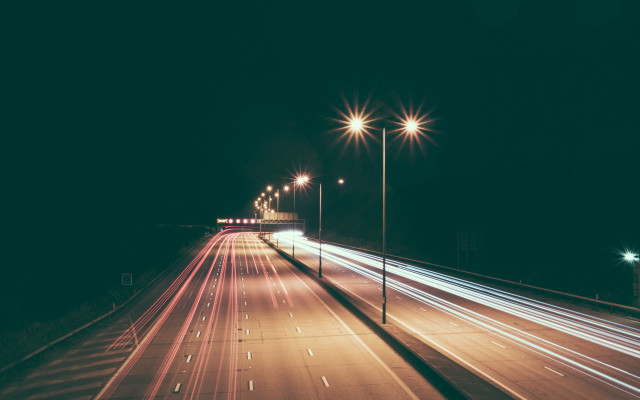 Long exposure highway night lights free wallpaper for desktop - medium preview image