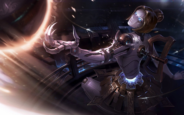 Futuristic woman space suit sword free wallpaper for desktop - medium preview image