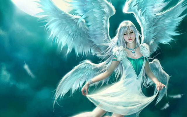 Angel wings water dress fullmoon free wallpaper for desktop - medium preview image