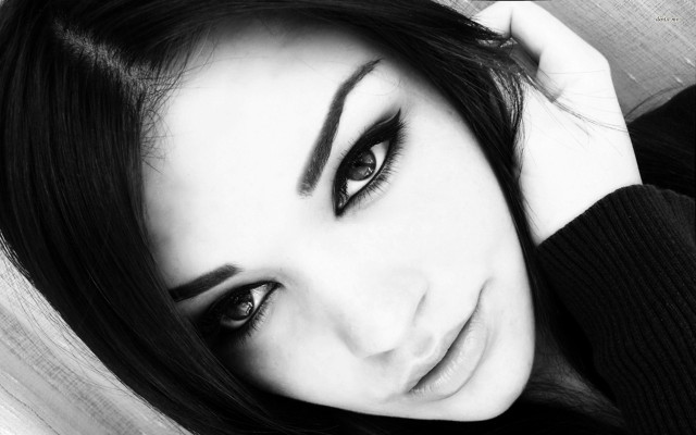 Black hair black sweater gothic free wallpaper for desktop - medium preview image