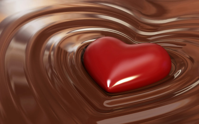 Heart shaped chocolate swirl red free wallpaper for desktop - medium preview image