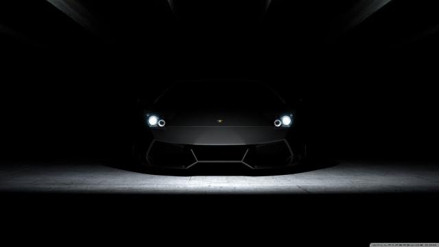 Black sports car headlights shining free wallpaper for desktop - medium preview image