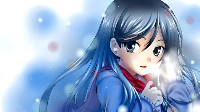 Anime girl blue hair red #11 free wallpaper for desktop - medium preview image