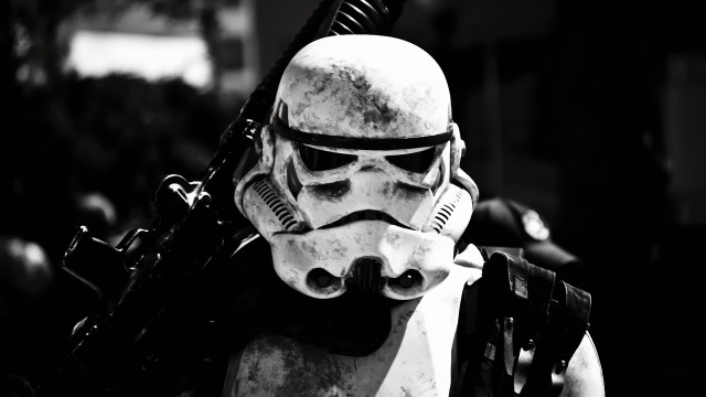 Stormtrooper gun helmet bw moon free wallpaper for desktop - medium preview image