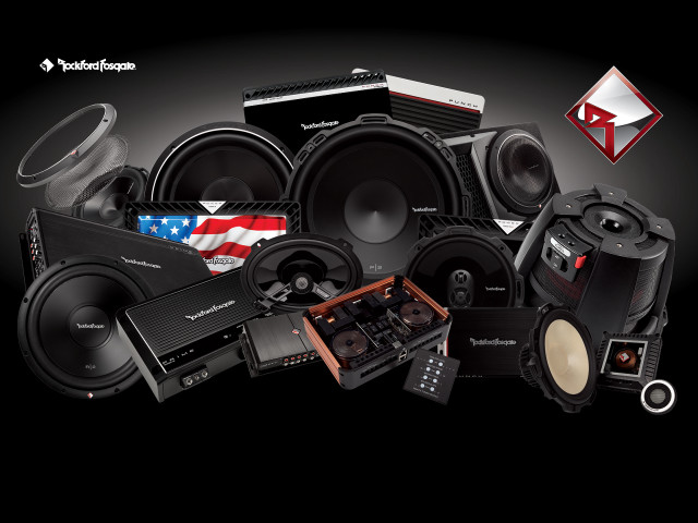 Speakers electronics black background red free wallpaper for desktop - medium preview image