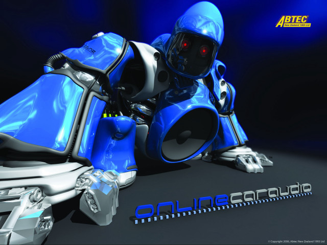 Robot helmet blue body laying free wallpaper for desktop - medium preview image