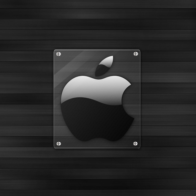 Apple logo black background wood free wallpaper for tablet - medium preview image